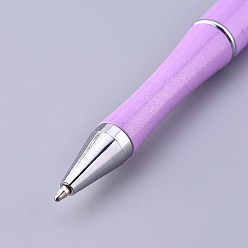 Violet Plastic Beadable Pens, Shaft Black Ink Ballpoint Pen, for DIY Pen Decoration, Violet, 144x12mm, The Middle Pole: 2mm