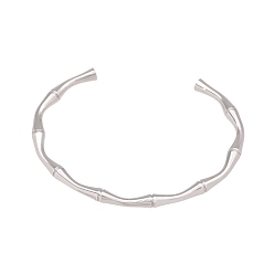 Нержавеющая Сталь Цвет 304 Браслеты-манжеты из нержавеющей стали с бамбуковым шарниром для женщин, цвет нержавеющей стали, 1/4 дюйм (0.48 см), внутренний диаметр: 2-1/2 дюйм (6.2 см)