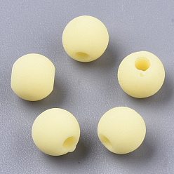 Шампанско-Желтый Бисера матовым акриловым, круглые, шампанское желтый, 6x5.5 мм, Отверстие : 1.8 мм , около 4430 шт / 500 г