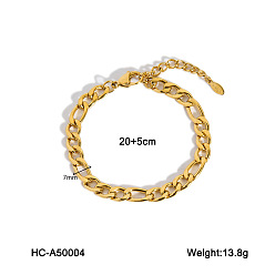 Золотой 7мм 304 браслеты на ногу из нержавеющей стали с цепочкой Figaro, золотые, 7-7/8 дюйм (200 мм)