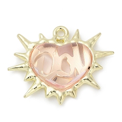 Pink Подвески из сплава , сердце прелести, cmолой, без свинца, без кадмии и без никеля, стойки покрытие, розовые, 20.5x25.5x7 мм, отверстие : 1.6 мм