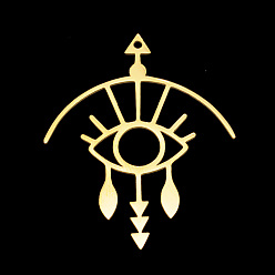 Золотой Вакуумное покрытие pvd 201 подвески из нержавеющей стали, лазерная резка, глаз, золотые, 38.5x32x1 мм, отверстие : 1.5 мм