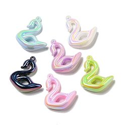 Mixed Color UV Plating Acrylic Pendants, Swan, Mixed Color, 49x42x18mm, Hole: 3mm