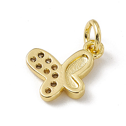 Real 18K Gold Plated Brass Micro Pave Clear Cubic Zirconia Butterfly Charms, with Open Jump Rings, Real 18K Gold Plated, 8x10.5x2mm, Hole: 2.7mm