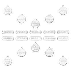 Stainless Steel Color 20Pcs 10 Styles 201 Stainless Steel Pendants, Stainless Steel Color, 2pcs/patterns