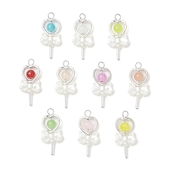 (52) Непрозрачная лаванда Подвески из искусственного нефрита, окрашенные методом запекания, волшебная палочка, с бусинами из искусственного жемчуга АБС и 304 петлей из нержавеющей стали, разноцветные, 32x15x6.5 мм, отверстие : 3 мм