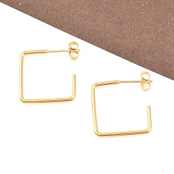 Настоящее золото 18K 304 из нержавеющей стали серьги, квадратный, ионное покрытие (ip), реальный 18 k позолоченный, 21.5x20.5x1.5 мм