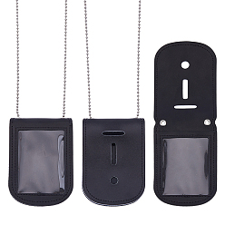 Platinum 2Pcs Cowhide Badge Cover, with Zinc Alloy Chain, Platinum, 1537mm