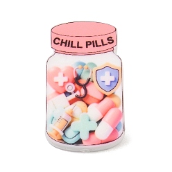Colorful Printed Silicone Beads, Focal Beads, Chill Pills Jar, Colorful, 29.5x18x7mm, Hole: 2mm