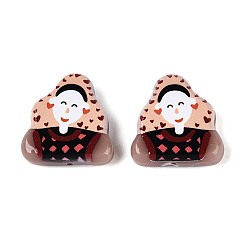 Верблюжий Печатные непрозрачные бусины из смолы, женщины, верблюжие, 20~21.5x20~21x6 мм, отверстие : 1.2~1.4 мм