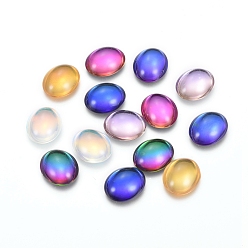 Mixed Color Transparent K9 Glass Cabochons, Flat Back, Oval, Mixed Color, 12x10x3.5mm