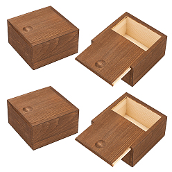 Coconut Brown Square Shape Unfinished Pine Wood Box, for Arts, Crafts and Home Decor, Coconut Brown, 8.9x8.9x4.95cm