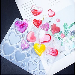 Сердце Силиконовые формы для кабошонов геометрической формы своими руками, формы для литья смолы, для уф-смолы, изготовление изделий из эпоксидной смолы, сердце, 176x130x7 мм, внутренний диаметр: 10~46x8~32 мм