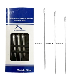 Платина Иглы из железной пряжи, тупые иглы с большим ушком, для вышивки крестом, вязание, вышивка лентами, платина, 38~50x0.76 мм, 12 шт