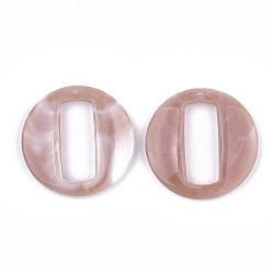 Rosy Brown Acrylic Pendants, Imitation Gemstone Style, Flat Round, Rosy Brown, 39x39.5x7mm, Hole: 1.5mm, about 112pcs/500g