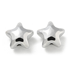 с Покрытием Серебра Покрытие акриловыми шариками, звезда, со серебряным покрытием, 18x19x11 мм, отверстие : 1.9 мм