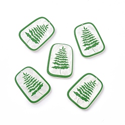 Green Acrylic Pendants, with Leaf, Trapezoid, Green, 39.5x29x2.5mm, Hole: 1.6mm
