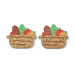 Vegetables Смола декодирует кабошоны, с пайетками/блестящими пайетками, овощи, 18.5x22.5x2 мм