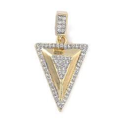Треугольник Латунные микро проложить кубического циркония подвески, треугольные, 24x16.5x3 мм, отверстие : 5x3 мм