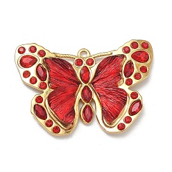 Красный 304 подвески из нержавеющей стали смолы, бабочки прелести, со стразами, реальный 18 k позолоченный, вакуумное покрытие pvd, долговечный, красные, 35x50x5 мм, отверстие : 2 мм