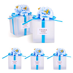 Светло-Голубой Прозрачные подарочные коробки для упаковки конфет из ПВХ с лентой и искусственным цветком, складные ящики для хранения на свадьбу, квадратный, Небесно-голубой, готовое изделие: 7x7x7 см