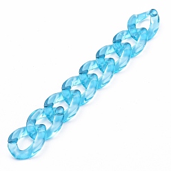 Himmelblau Handgefertigte transparente Acryl-Bordsteinketten, ungeschweißte, Himmelblau, 39.37 Zoll (100 cm), Link: 23x17x4.5 mm, 1 m / Strang
