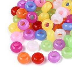 (52) Непрозрачная лаванда Имитация желе акриловые европейские бисер, рондель, большое отверстие шарик, разноцветные, 13.5~14x8~8.5 мм, отверстие : 5.5 мм, Около 549 шт / 500 г