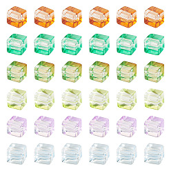 (52) Непрозрачная лаванда 66шт 6 цвета краска для выпечки прозрачные стеклянные бусины, кубические, разноцветные, 6.5~7x6~6.5x6~6.5 мм, отверстие : 1.5 мм, о 11шт / цвет