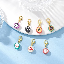 Золотой Кулон из полимерной глины ручной работы, рождественские темы Хэллоуина, Сплав с застежками когтя омара, золотые, 25 мм