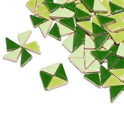 Зеленый Треугольные фарфоровые кабошоны, мозаичные плитки, для поделок из мозаики своими руками, рамки для картин и многое другое, зелёные, 16x9x4 мм, 100 г / набор
