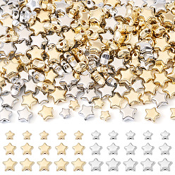 Платиновый & Золотой 300 ПК 3 стили CCB пластиковые бусины, звезда, платиной и золотом, 6~10x6~10x3~4 мм, отверстие : 1.5 мм, 50 шт / цвет