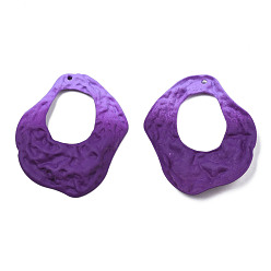 Purple Spray Painted Iron Pendants, Nuggets, Purple, 45.5x37.5x4.5mm, Hole: 1.5mm