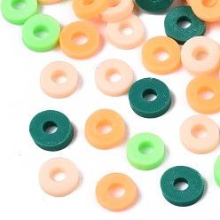 Couleur Mélangete Perles en fimo faits à la main, perles heishi, disque / plat rond, couleur mixte, 4x0.5~1.5mm, Trou: 1.5mm, environ66600 pcs / 1000 g