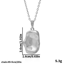 Серебро 304 текстурированные прямоугольные подвески из нержавеющей стали для женщин, серебряные, 17.72 дюйм (45 см)