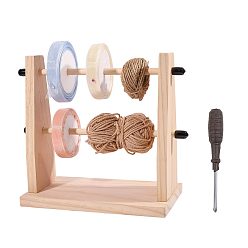 Wheat Wood Yarn Holder, including Screw, Screwdriver, Wheat, 23x13x23cm