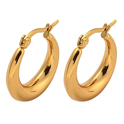 Золотой Вакуумное покрытие pvd 202 серьги-кольца из нержавеющей стали, с 304 штифтов из нержавеющей стали, золотые, 23.5x5.5 мм