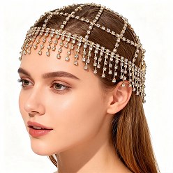 Золотой Сетчатые повязки на голову из сплава со стразами, аксессуары для волос для женщин и девушек, золотые, 224x6 мм