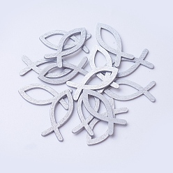 Antique White Easter Theme Wood Links, Jesus fish, Antique White, 15x35x1.5mm, 8x18mm inner measure