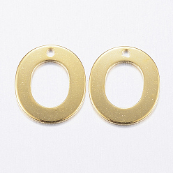Letter O 304 Stainless Steel Charms, Letter, Initial Charms, Real 18k Gold Plated, Letter.O, 11x6~12x0.8mm, Hole: 1mm