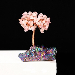 Розовый Кварц Натуральный розы украшения кварц дисплей, украшение домашнего офиса, дерево, 100~150 мм