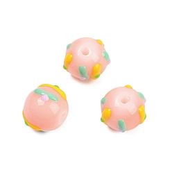 Легкий Лосось Бусины из стеклянной эмали, окрашенные методом запекания, бусины ручной работы, круглые, светлый померанцевый, 9.5x11 мм, отверстие : 1.2 мм