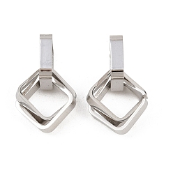 Нержавеющая Сталь Цвет 201 подвески из нержавеющей стали, ромбовидный шарм, цвет нержавеющей стали, 26.5 мм