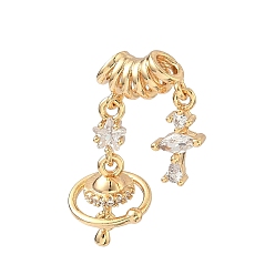 Настоящее золото 18K Кулон из циркония, подвески в виде креста и звезды, изображающие планеты, прозрачные, реальный 18 k позолоченный, 22 мм, отверстие : 3 мм