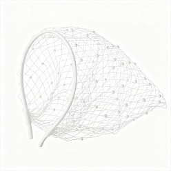 Белый 1Повязки для волос из сетчатой ткани, со стразами, аксессуары для волос для женщин и девушек, белые, 150~260x130~260x5.5 мм