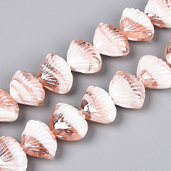 Легкий Лосось Бусины лэмпворк , формы раковины, жемчужные, светлый померанцевый, 15.5~17.5x22~23.5x9.5~11 мм, отверстие : 1.5~2.5 мм
