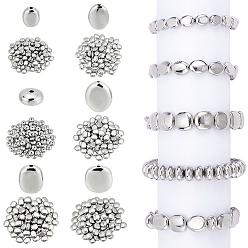 Platinum 480Pcs 6 Style CCB Plastic Beads, Oval & Square, Platinum, 8~13x7~11x4~5.5mm, hole: 1~1.5mm, 80pcs/style