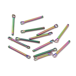 Rainbow Color Ионное покрытие (ip) 304 подвески из нержавеющей стали, бар очарование, Радуга цветов, 15x2x1.2 мм, отверстие : 1 мм