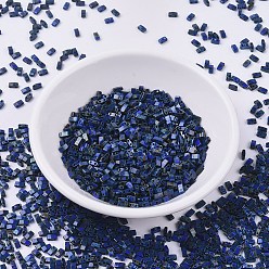 (HTL4518) Opaque Cobalt Picasso MIYUKI Half TILA Beads, Japanese Seed Beads, 2 Hole, (HTL4518) Opaque Cobalt Picasso, 5x2.3x1.9mm, Hole: 0.8mm, about 250pcs/bottle, 10g/bottle