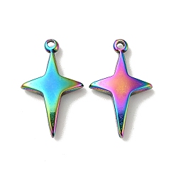 Rainbow Color 304 подвески из нержавеющей стали, звезда, Радуга цветов, 21x13x4 мм, отверстие : 1.2 мм
