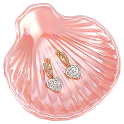 Pink Shell Shaped Porcelain Jewelry Storage Display Trays for Rings, Necklaces, Earrings, Pink, 10.5x10.5x4.5cm